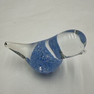 Vintage Randsfjord Glass Bird Hand Blown Blue Norway Art Glass Benny Motzfedt